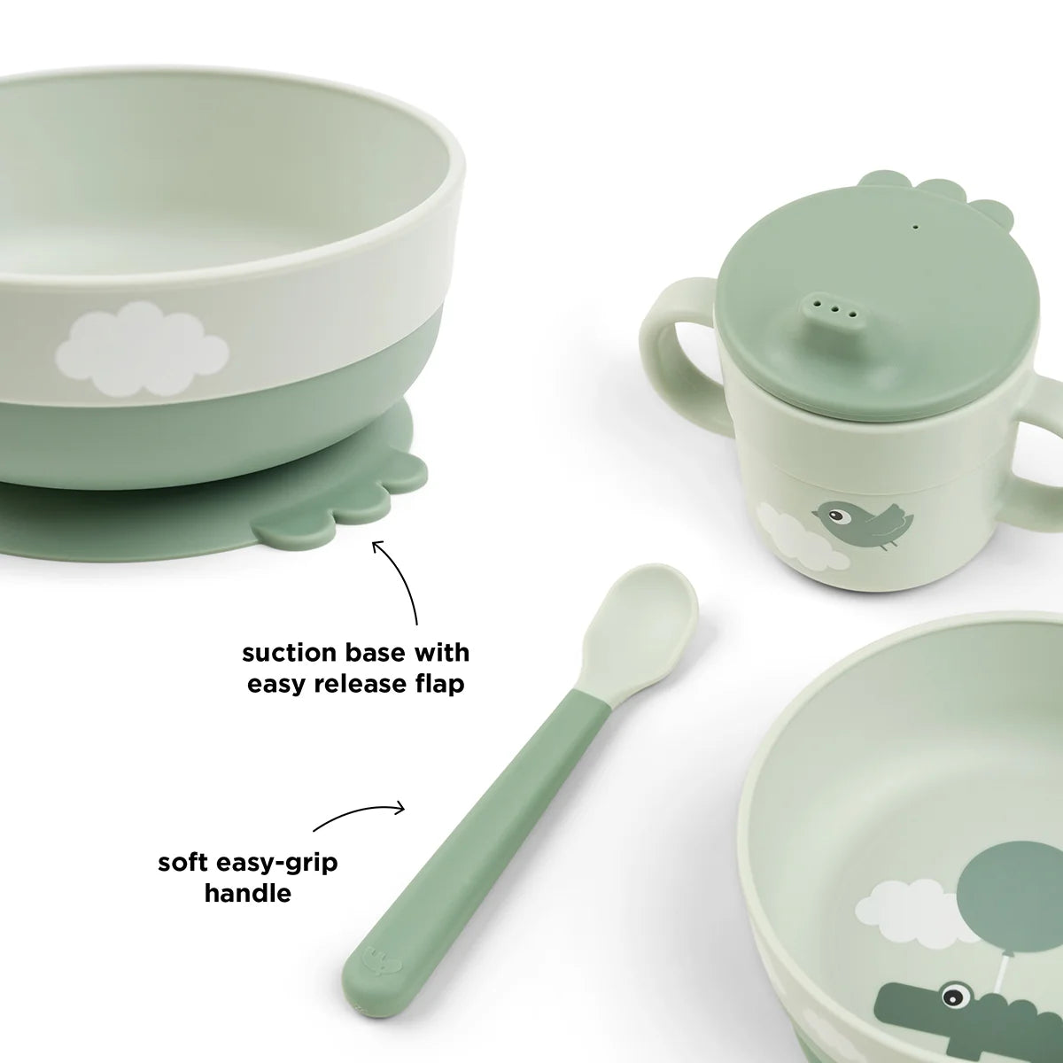 Done by Deer Foodie valgymo rinkinys Happy clouds Green