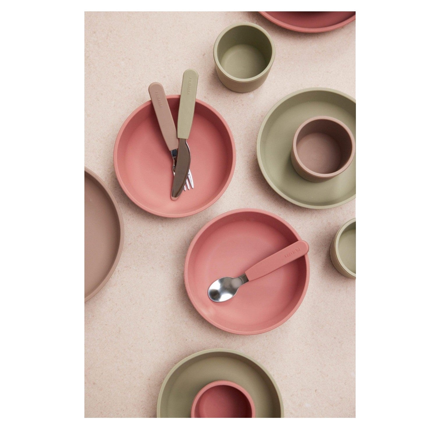 Filibabba silikoninių įrankių rinkinys - Rose